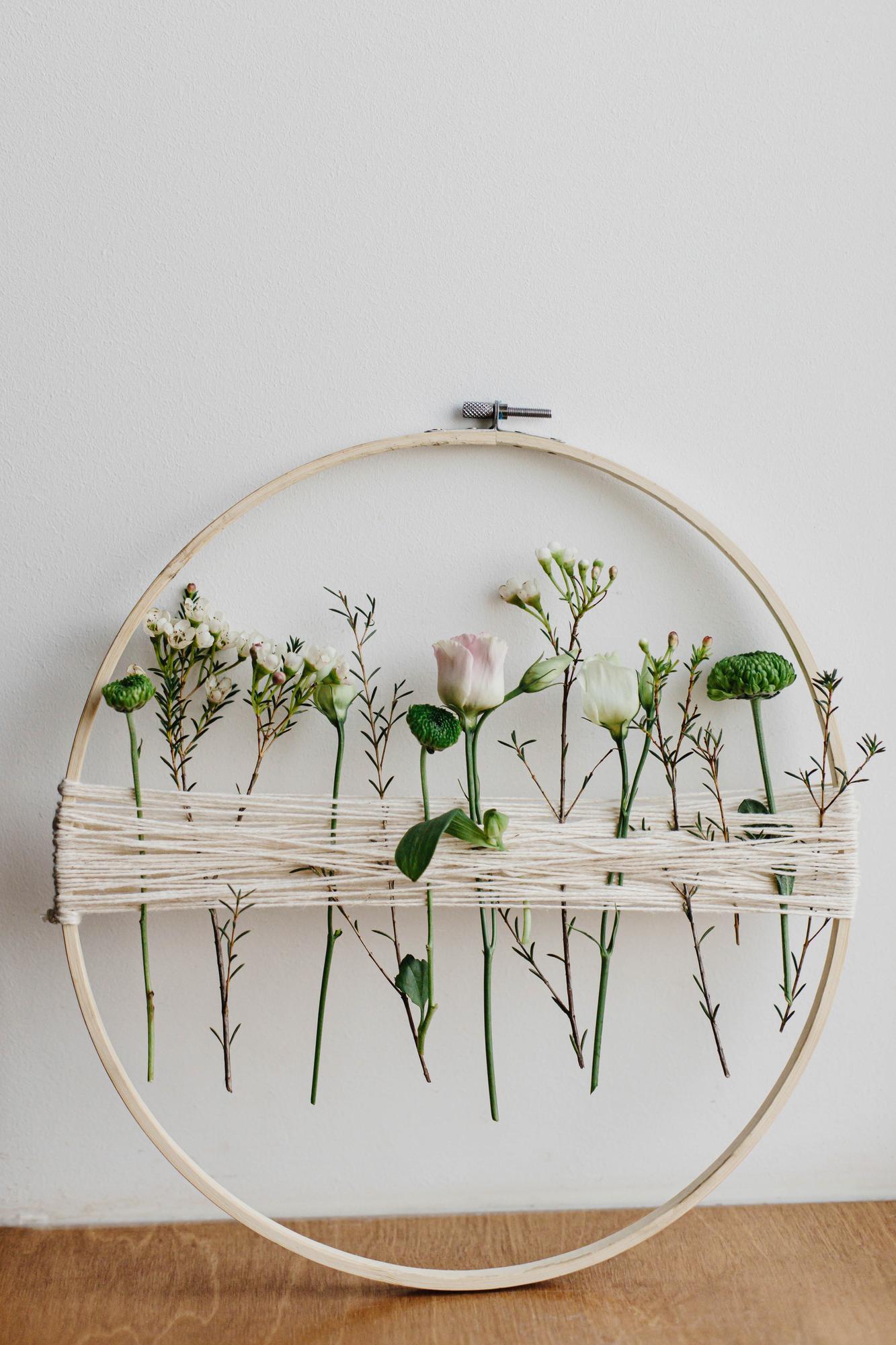 studio window with embroidery frames